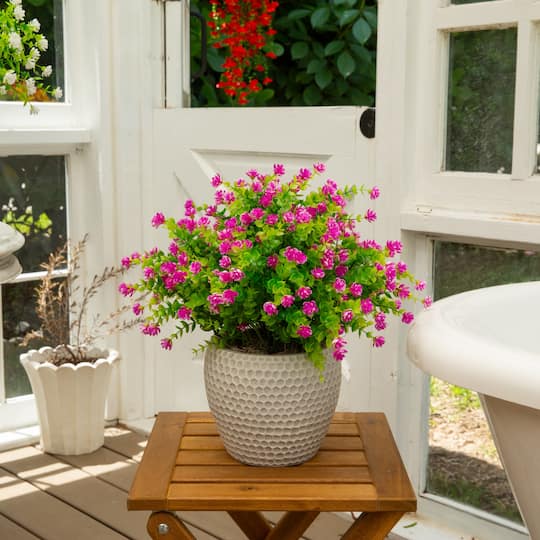 13" UV Resistant Artificial Flowering Mini Rose Bushes